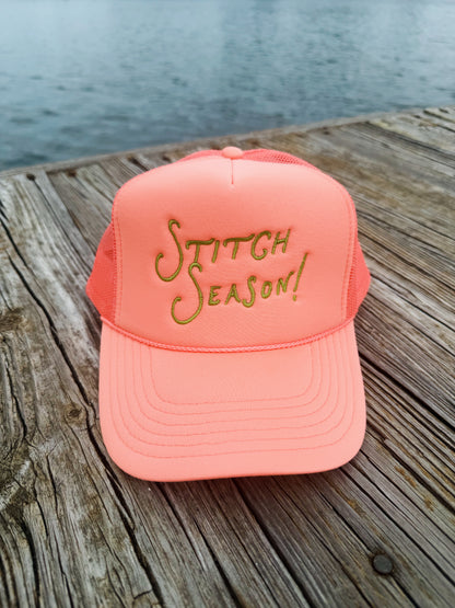 Stitch Season!- Peach with Green Trucker Hat