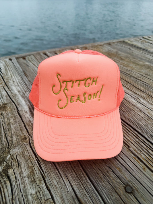 Stitch Season!- Peach with Green Trucker Hat